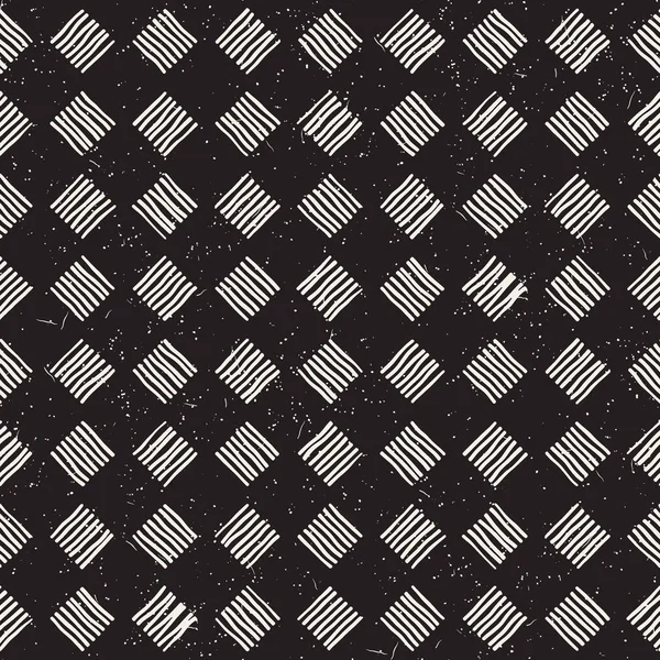 Hand getekende naadloze herhalend patroon met checker lijnen betegeling. Grungy freehand achtergrondstructuur. — Stockvector