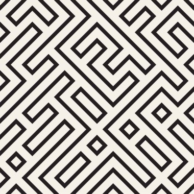 Şık çizgiler kafes. Etnik tek renkli doku. Geometrik arka plan tasarlamak. Vektör seamless modeli.