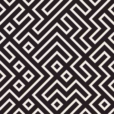 Şık çizgiler kafes. Etnik tek renkli doku. Geometrik arka plan tasarlamak. Vektör seamless modeli.