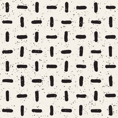 Elle çizilmiş stil etnik seamless modeli. Grungy geometrik şekiller arka plan siyah ve beyaz.