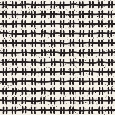 Elle çizilmiş stil etnik seamless modeli. Grungy geometrik şekiller arka plan siyah ve beyaz.