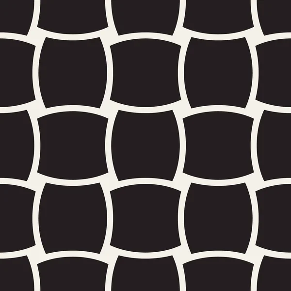Vektor Geometrisches Nahtloses Muster Mit Geschwungenen Formen Gitter Abstrakte Monochrom — Stockvektor