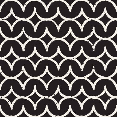 Daireler ile siyah beyaz minimalist seamless modeli. Basit elle çizilmiş doku. Vektör arka plan yuvarlak Inky hatları ile 