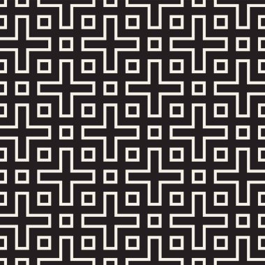 Şık çizgiler kafes. Etnik tek renkli doku. Geometrik arka plan tasarlamak. Vektör sorunsuz siyah-beyaz desen.