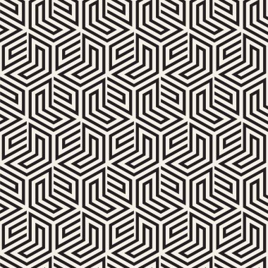 Vektörsüz mozaik çizgiler. Modern stil soyut doku. Çizgili elementlerle geometrik fayanslar tekrarlanıyor