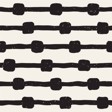 Elle çizilmiş stil etnik seamless modeli. Grungy geometrik şekiller arka plan siyah ve beyaz.