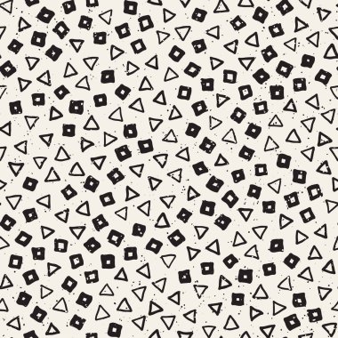 Elle çizilmiş siyah beyaz mürekkep soyut, pürüzsüz desen. Vektör stili grunge dokusu. Tek renkli geometrik dağınık şekiller boya fırça çizgileri