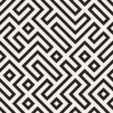 Şık çizgiler kafes. Etnik tek renkli doku. Geometrik arka plan tasarlamak. Vektör seamless modeli.