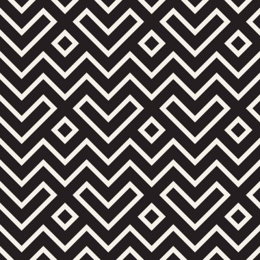 Şık çizgiler kafes. Etnik tek renkli doku. Geometrik arka plan tasarlamak. Vektör seamless modeli.