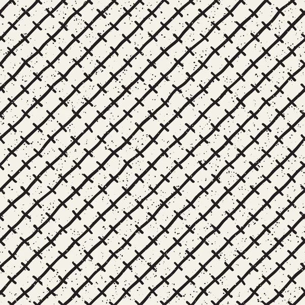 Handgezeichnete Stil nahtlose Muster. abstrakte grungy geometrische Formen Hintergrund in schwarz und weiß. — Stockvektor