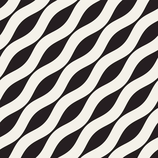 Vector sömlös svart och vitt vågiga linjer mönster. Abstrakt geometrisk bakgrundsdesign. — Stock vektor