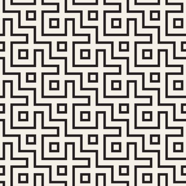 Şık çizgiler kafes. Etnik tek renkli doku. Geometrik arka plan tasarlamak. Vektör sorunsuz siyah-beyaz desen.