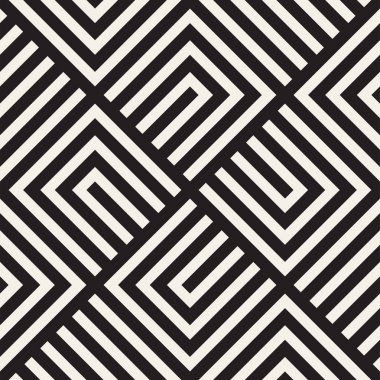 Vektörsüz mozaik çizgiler. Modern stil soyut doku. Çizgili elementlerle geometrik fayanslar tekrarlanıyor