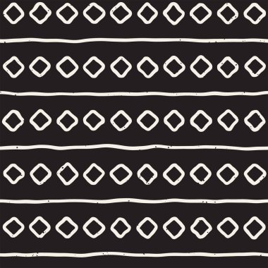Elle çizilmiş stil etnik seamless modeli. Grungy geometrik şekiller arka plan siyah ve beyaz.