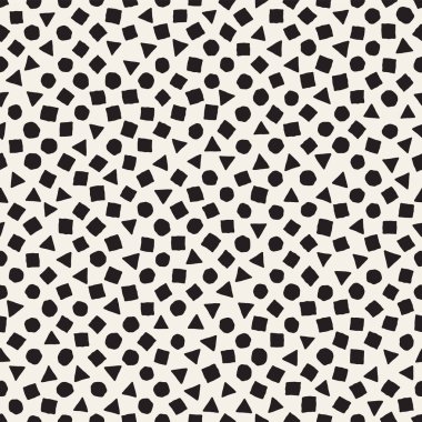 Elle çizilmiş siyah beyaz mürekkep soyut, pürüzsüz desen. Vektör stili grunge dokusu. Tek renkli geometrik dağınık şekiller boya fırça çizgileri