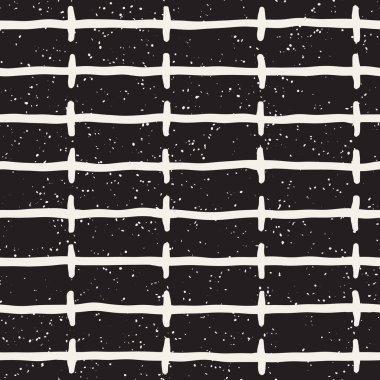 Elle çizilmiş stil etnik seamless modeli. Grungy geometrik şekiller arka plan siyah ve beyaz.