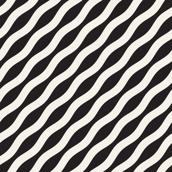 Vektör sorunsuz siyah beyaz dalgalı çizgi deseni. Geometrik basit arka plan tasarlamak.