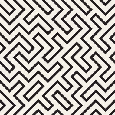 Şık çizgiler kafes. Etnik tek renkli doku. Geometrik arka plan tasarlamak. Vektör sorunsuz siyah-beyaz desen.