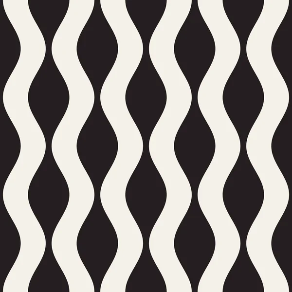 Patrón Líneas Onduladas Blanco Negro Sin Costura Vectorial Diseño Fondo — Archivo Imágenes Vectoriales