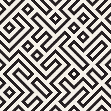 Şık çizgiler kafes. Etnik tek renkli doku. Geometrik arka plan tasarlamak. Vektör seamless modeli.
