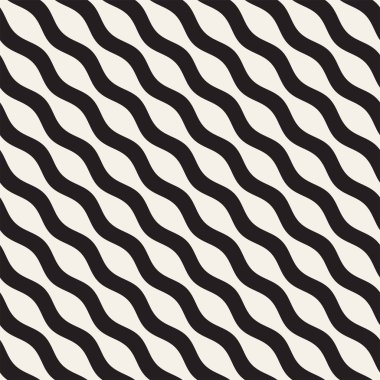 Desen vektör sorunsuz siyah ve beyaz dalgalı çizgiler. Geometrik arka plan tasarlamak.