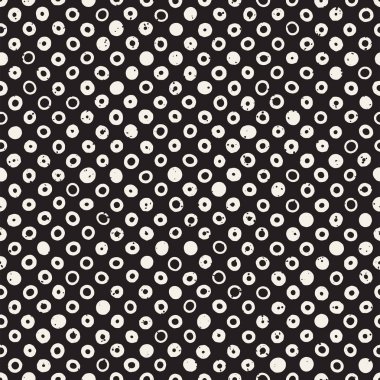 El çekilmiş siyah beyaz mürekkep soyut seamless modeli. Vektör şık grunge doku. Tek renkli geometrik dağınık şekiller
