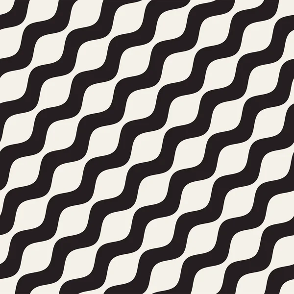 Padrão de linhas onduladas preto e branco sem costura vetorial. Projeto de fundo geométrico abstrato . — Vetor de Stock