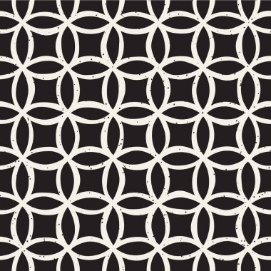 Daireler ile siyah beyaz minimalist seamless modeli. Basit elle çizilmiş doku. Yuvarlak hatları ile vektör arka plan 