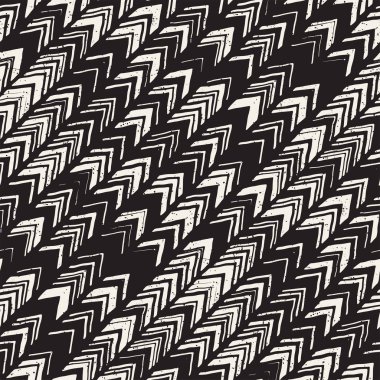 Dikişsiz el çekilmiş tarzı chevron desen siyah ve beyaz. Soyut vektör arka plan