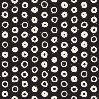 El çekilmiş siyah beyaz mürekkep soyut seamless modeli. Vektör şık grunge doku. Tek renkli geometrik dağınık şekiller