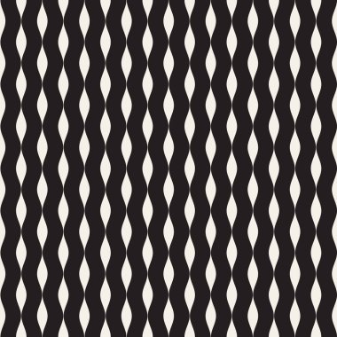 Dalgalı çizgiler desen vektör sorunsuz siyah ve beyaz el çekilmiş