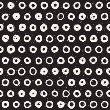 El çekilmiş siyah beyaz mürekkep soyut seamless modeli. Vektör şık grunge doku. Tek renkli geometrik dağınık şekiller