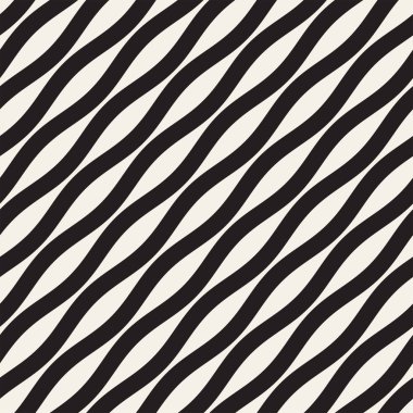 Desen vektör sorunsuz siyah ve beyaz dalgalı çizgiler. Geometrik arka plan tasarlamak.