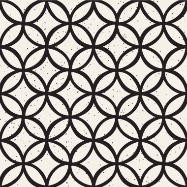 Daireler ile siyah beyaz minimalist seamless modeli. Basit elle çizilmiş doku. Yuvarlak hatları ile vektör arka plan 