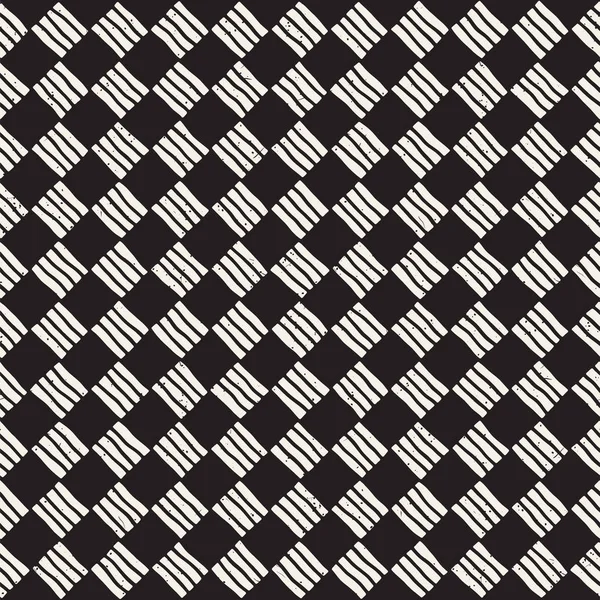 Hand getekende naadloze herhalend patroon met checker lijnen betegeling. Grungy freehand achtergrondstructuur. — Stockvector