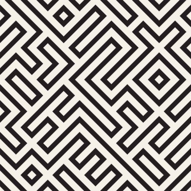 Şık çizgiler kafes. Etnik tek renkli doku. Geometrik arka plan tasarlamak. Vektör seamless modeli.