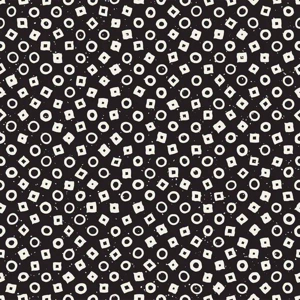 El çekilmiş siyah beyaz mürekkep soyut seamless modeli. Vektör şık grunge doku. Tek renkli geometrik dağınık şekiller
