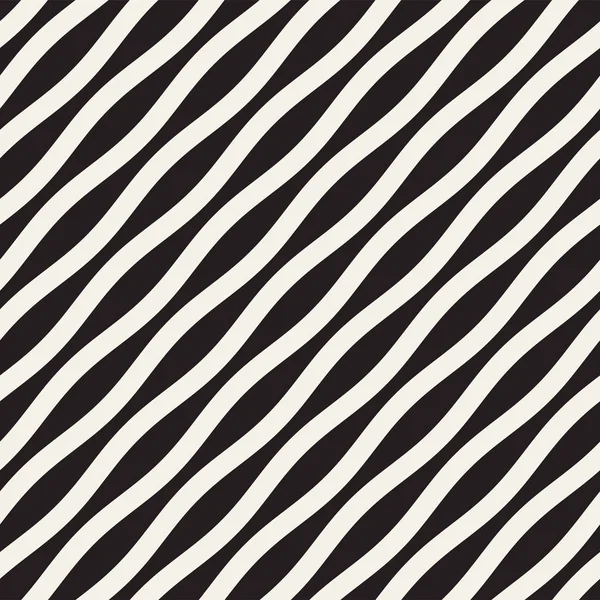 Vector sömlös svart och vitt vågiga linjer mönster. Abstrakt geometrisk bakgrundsdesign. — Stock vektor
