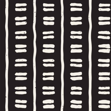 Elle çizilmiş çizgiler seamless grungy modeli. Siyah ve beyaz soyut geometrik Yinelenen doku.