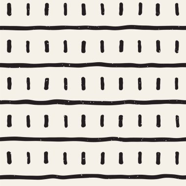 Elle çizilmiş stil etnik seamless modeli. Siyah ve beyaz soyut grungy geometrik arka plan.