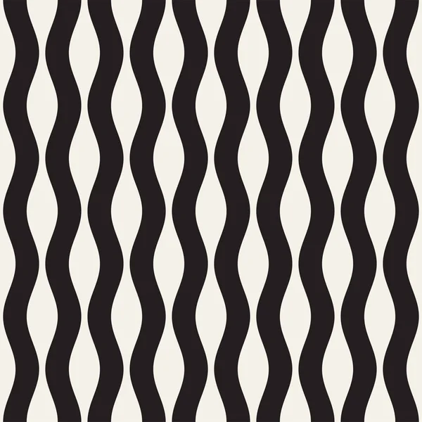 Vector seamless black and white wavy lines pattern. Abstract geometric background design. — Stock Vector