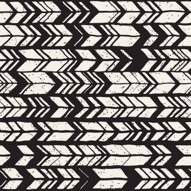 Dikişsiz el çekilmiş tarzı chevron desen siyah ve beyaz. Soyut vektör arka plan