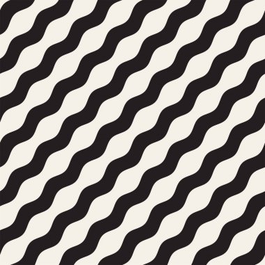 Desen vektör sorunsuz siyah ve beyaz dalgalı çizgiler. Geometrik arka plan tasarlamak.