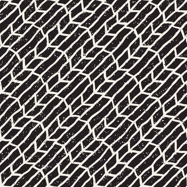 Lignes dessinées à la main motif grunge sans couture. Texture géométrique abstraite répétitive en noir et blanc . — Image vectorielle