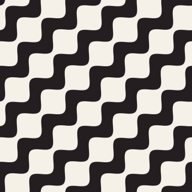 Desen vektör sorunsuz siyah ve beyaz dalgalı çizgiler. Geometrik arka plan tasarlamak.