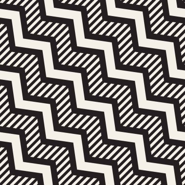 Vektör sorunsuz zikzak çizgi deseni. Şık geometrik arka plan. Tek renkli kafes arka plan yinelenen