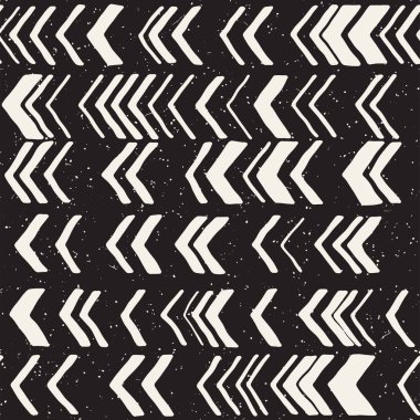Dikişsiz el çekilmiş tarzı chevron desen siyah ve beyaz. Soyut vektör grungy arka plan