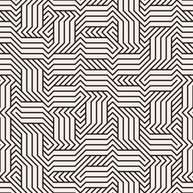 Vektör kusursuz desen. Modern stil soyut doku. Çizgili elementten geometrik fayanslar tekrarlanıyor