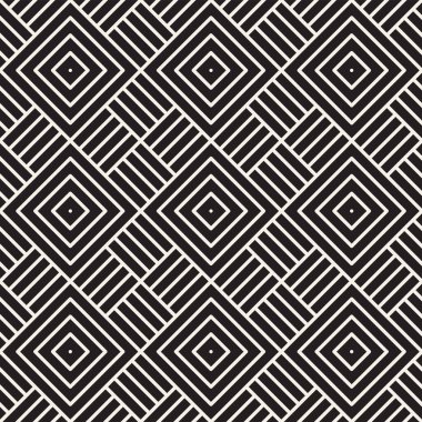 Soyut geometrik desen çizgili. Vektör sorunsuz arka plan. Siyah ve beyaz kafes doku.