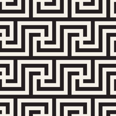Vektör kusursuz desen. Geometrik çizgili süs. Tek renkli spiral çizgiler kafes.